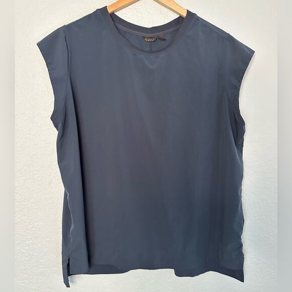 Zella 1X Nylon Stretch Athletic Top T-Shirt Charcoal Gray Athleisure Loungewear - Picture 1 of 6